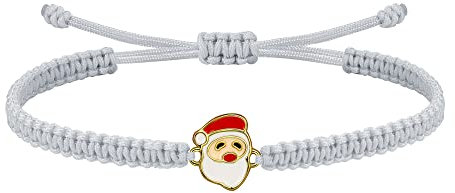 ZENI Weihnachtsmann Armband Geschenk für Mädchen Kinder Damen Handgefertigte Filigrane Schnur Armband, Weihnachten Geburtstag Geschenk, Grau