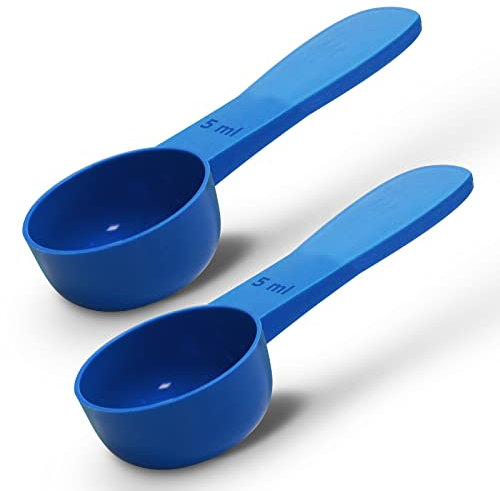 RE-GEN Lot de 2 cuillères doseuses réutilisables en plastique à manche court 5 ml Idéal pour liquides, poudres, granulés, maison, cuisine, restauration, soins de santé, fitness