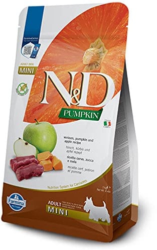 Farmina N&D Pumpkin Adult Mini Pellets Hundefutter (Trockenfutter, mit hochwertigen Vitaminen und natürliche Antioxidantien, ohne Mais, Zutaten: Wildbret, Portionsgröße: 2 kg)