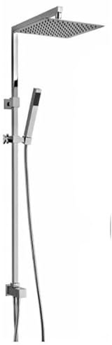 Paini Set Colonna Doccia Soffione Quadro Interasse Regolabile Doccetta Saliscendi con Deviatore Cromato (50CR191ARQ1P3)