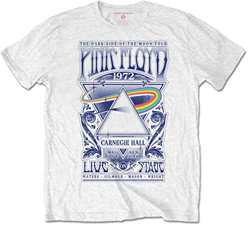 Pink Floyd T Shirt Carnegie Hall Poster Band Logo Official Unisex White XXXXL