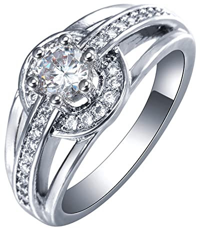 Banemi Modeschmuck Ringe, Damen Zircon Ring DREI Reihen Geburtstagsgeschenke Ringe Größe 62 (19.7)