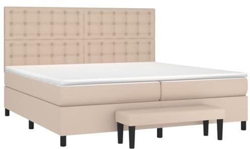 vidaXL Boxspringbett, Bett mit Matratze Kopfteil, Doppelbett Bettgestell mit Lattenrost, Polsterbett Bettrahmen, Cappuccino-Braun 200x200cm Kunstleder