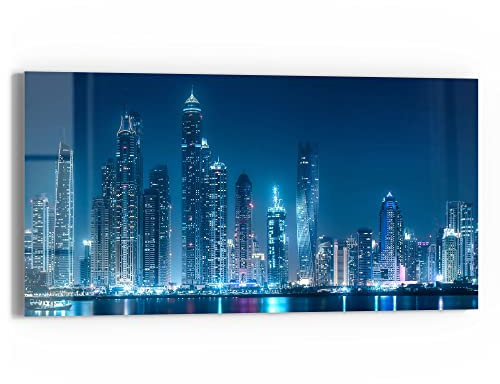 DEQORI Glasbild Echtglas | Motiv Business-Bucht von Dubai | horizontal einteilig 60x30 cm | schöne Dekoration | Wandbild für Wohnzimmer, Schlafzimmer, Flur & Küche | moderne Wanddeko
