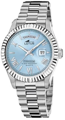 LOTUS Montre Homme Analogique Acier 316L Argenté - Quartz Date - Verre Minéral Résistant - Étanche 10 ATM - 18854/8 Freedom