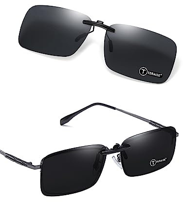 TERAISE Polarisierte Clip auf Sonnenbrille für Männer/Frauen über Korrektionsbrille, Sonnenbrille Clip auf für Outdoor/Fahren, HD Anti-Glare UV400(Grau)
