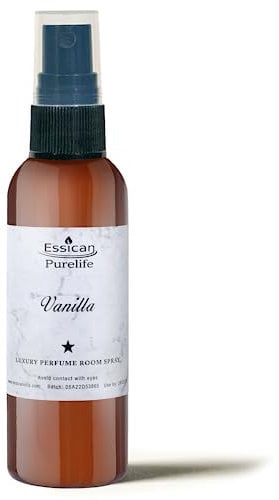 Essican Purelife Room Spray Air Freshener Spray for Home, Vanilla, 100ml Home Fragrance Luxury Bathroom Air Freshener Sprays Odour Neutraliser, Mist Office & Room Fragrance Sprays