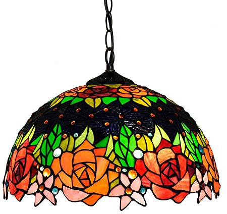 Ø40CM Tiffany Retro Esszimmer Pendelleuchte Antike Glas Wohnzimmer Deckenleuchte Vintage Esstisch Hängelampe Küchenlampen Pendellampe E27 Wohnzimmerlampe Hängeleuchte Schlafzimmer Loft Cafe Bar