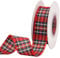 Lezevn 50 Yards Scottish Tartan Ribbon Christmas Scottish Double Sided Ribbon for Christmas Tree Bow Decoration, 2.5cm