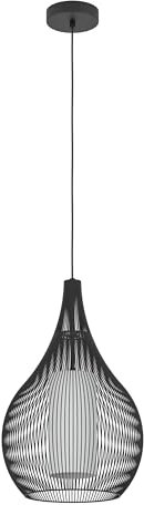 EGLO Pendellampe Razoni 1, Pendelleuchte über Esstisch, Hängeleuchte aus Metall in Schwarz und Glas in Weiß, Hängelampe mit E27 Fassung