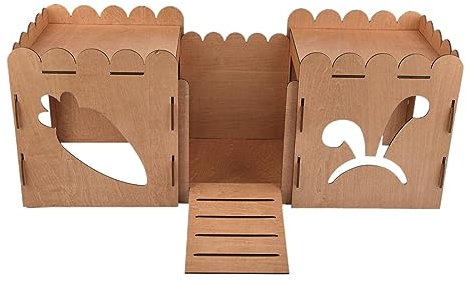 LOVIVER Hölzernes Kaninchenschloss-Versteck für Kleintiere, Bett mit Treppen, Nestkäfig-Dekoration, Meerschweinchen-Versteck zum Schlafen von Ratten,