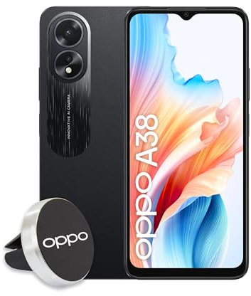 OPPO A38 4G Smartphone, AI Doppia fotocamera 50+2MP, Selfie 5MP, Display 6.56” 90HZ LCD HD+, 5000mAh, RAM 8GB (4+4) +ROM 128GB (esp1TB), IP54, Supporto Auto [Versione Italia],Glowing Black