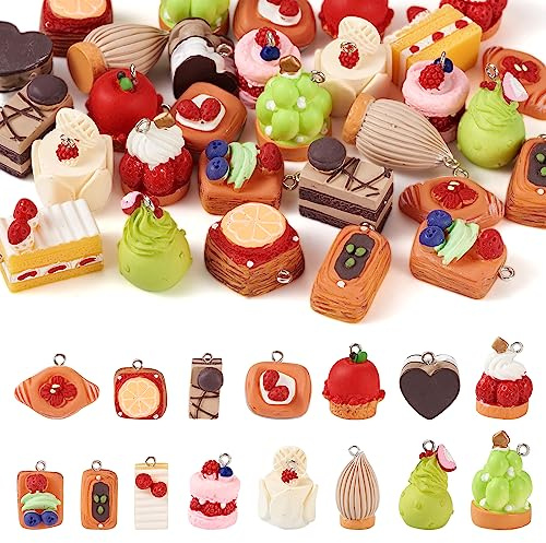 PandaHall Imitation Lebensmittel Anhänger Kuchen Brot Eis Charms Harz Saft Obst Getränk Bubble Tea baumeln Anhänger für Schmuckherstellung