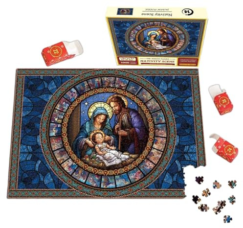 Krippen-Puzzle-Set, Weihnachten DIY 24 Tage Adventskalender Countdown-Kalender, Jesus Christliche Puzzles Geschenk für Wohnkultur