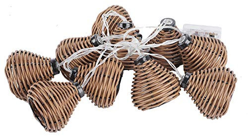 Cocoarm 10 Stück Rattan-Lampen, Lichterketten mit LED-Rattan-Kugeln für Hochzeits-Heimdekoration
