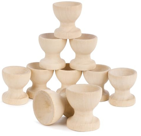 BOFUNX 10pcs Portauova in Legno Porta Uovo di Pasqua Uova Tazze Vassoio per Uova Legno Decorazioni Pasquali Fai da Te per Bambini Adulti Festa