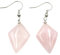 FaRdas Natürliche Rosa Quarzstein Ohrringe, Rhombusförmige Edelstein Anhänger Ohrringe Im Retro Stil, Exquisite Baumelnde Ohrringe, Hochzeitsfeier, Schmuck, Geschenk, Geburtstag, Jahrestag