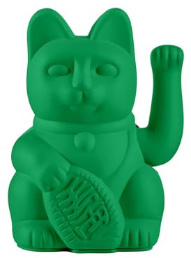 Donkey Lucky Cat Vivid Green Maneki Neko - Gato de la suerte (15 cm), color verde intenso