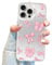 Jusy Coquette Bow Phone Case for iPhone 15 Pro Max, Cute Pink Ribbon Bow Aesthetic Case for Women Girls - Pink