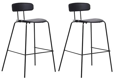 Beliani Barstuhl 2er Set Kunststoff/Metall schwarz mit Lehne Fußstützen modern Sibley