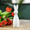 Keramik Osterdeko Hase stehend 5 x 18cm weiß Dekofigur Oster-Dekoration Tisch-Deko Osterhase