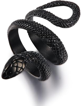 GTHIC Schlangenringe für Männer und Frauen, Gothic-Vintage-Ring, gewickelte Schlange, Kobra-Ring, Punk-Stil, Tierschlangenring, Schmuck, Geschenk, Schwarz, Größe 9