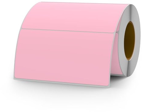 YIKIADA 500 Stück Rosa Etiketten 50 × 100 mm Selbstklebend Vinyl Klebeetiketten zum Beschriften Wasserfest Aufkleber Rolle für Umzug Tafel Marmelade