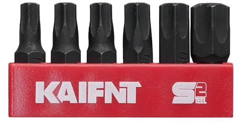 KAIFNT K504-028 S2 Steel Impact Driver Star Bit Set, T30 - T55 Torx Bits with 5/16 Drive, 6-Piece