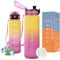Vikaster Borraccia motivazionale, Borraccia 1l, Senza BPA & Prova di Perdite, Bottiglia Acqua Bambini, Scuola, Bici, Palestra, Yoga, Ufficio