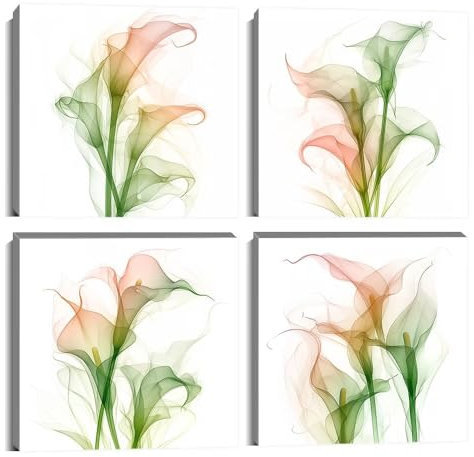HJY Art Calla-Lilie, Wandkunst, Blumenbilder, Leinwand, Blumen, Wanddekoration, Blumenpflanzen, Poster für Wohnzimmer, Schlafzimmer, Badezimmer, Heimdekoration, gerahmtes Kunstwerk, fertig zum