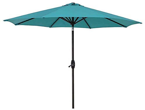 CMJSGG Gartensonnenschirm Sonnenschirme 2,7 m Gartenschirm Outdoor-Sonnenschutz für Terrasse/Strand/Pool, Schirme mit Kurbel- und Neigefunktion, Sonnenschutz UV70+, Seeblau (Far