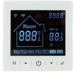 Warmcoin Thermostat W100 Fußbodenheizung, elektrisch programmierbar mit Fühler, 16A, WLAN, digitales Raumthermostat für Fußbodenheizung, Unterputzmontage