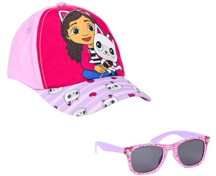 Gabby's Doll House Sonnenbrille und Baseball Kappe für Mädchen, Gabby Sonnenbrille UV-Schutz, Kinder Sommermütze für Mädchen
