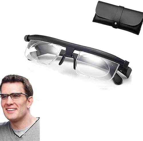 DPKSML Primafocus verstellbare Brille, Prima Focus verstellbare Fokusbrille für Nah- und Fernsicht, 1.0 bis 3.0 Dioptrien, Schwarz, Unisex-Erwachsene und Senioren