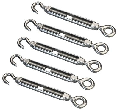 5 STÜCKE 304 Edelstahl Offener Körper Haken Und Ösen Spannschloss M4 Bis M10 Gewindestange Drahtseil Kette Spannschlösser Rigging Hardware(M8)