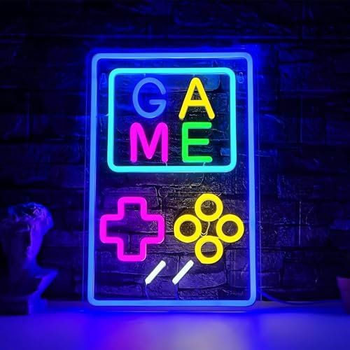 STHomedeco Game Neon lampe - Alimenté par USB Enseigne Lumineuse Decor Gaming Cool Néon pour Chambre Salle de Jeux Bar Enfants Cadeau Décoration de Fête (GAME Bleu)