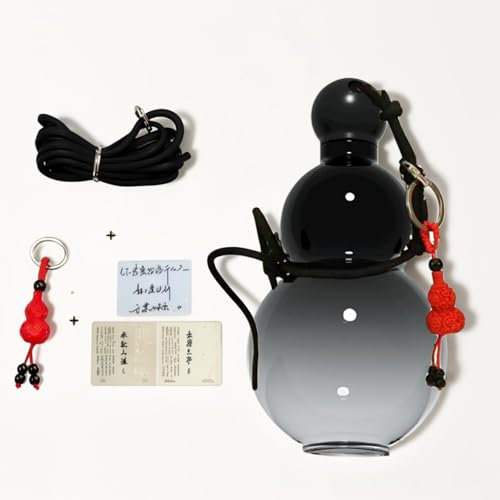 Bouteille d'eau en gourde, bouteille d'eau en gourde de style rétro chinois, bouteille d'eau de voyage de sport en gourde, bouteille d'eau en gourde durable de 900 ml (noir)