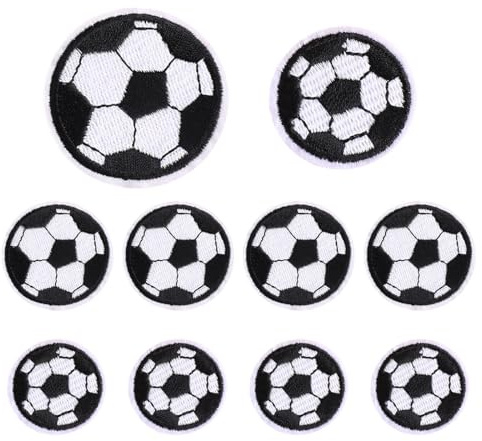 WeddHuis 10 Piezas Parches de Fútbol para Planchar, Parche Bordado para Niños, Remiendos, Apliques, Parches Termoadhesivos para Ropa - Vestimenta, Vaqueros, Bolsos, Decoración (4 Tamaños)