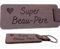 Cadeau Beau Père Porte Clés en Bois de Noyer Cuir et Laiton Porte Clé Personnalisé aspect naturel et chaleureux porte clef original