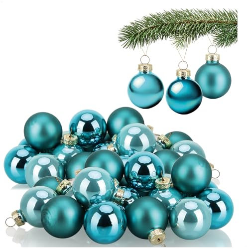 com-four® 40x Weihnachtskugel - Baumschmuck für die Weihnachtstanne - Glaskugeln Ø 3 cm - Weihnachtsdeko - kleine Christbaumkugeln aus echtem Glas für Weihnachten