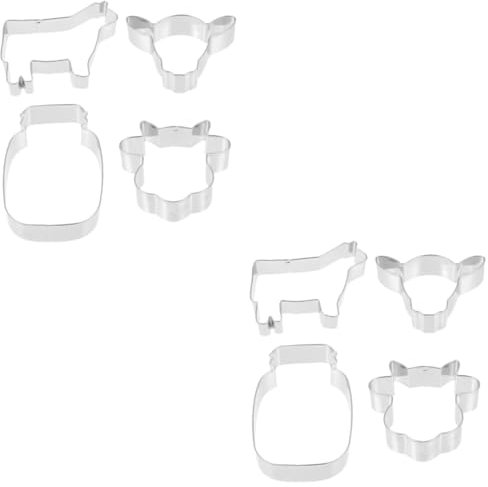 GREENADSCAPE 8 Pièces Moule En Acier Inoxydable Emporte-pièce Bouteille De Lait Pâtisserie Crêpe Mini-gâteaux Emporte-pièces En Forme De Vache Emporte-pièces Vache Emporte-pièces Animaux Silver