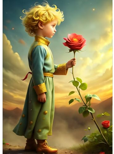 QINRUBB DIY Prince Peinture Diamant Painting Kit, 5D Rose Art du Diamant Complet Kits, Dessin Animé Diamond Art Kits Point de Croix Painting pour Adultes Débutants Maison Décor 30X40cm