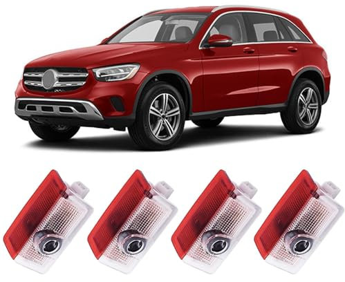 Sylswx 4 Pièces Projecteur de Lumière de Voiture pour Mercedes Benz, Lumière de Porte de Voiture, Projecteur de Porte de Voiture pour Série A B C E M G W166 W176 W205 W212