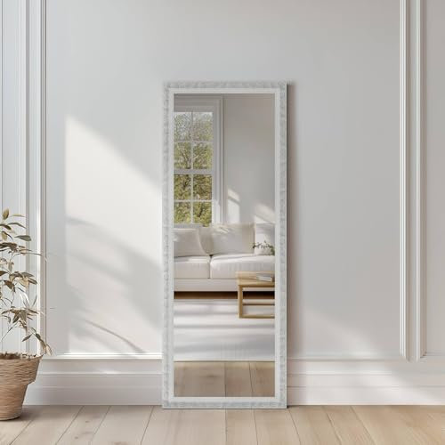 nielsen HOME Wandspiegel, 50 x 150 cm, Holz, Weiß, Ganzkörperspiegel für alle Wohnbereiche, Hoch- & Querformat, anpassbare Aufhänger, Francesca
