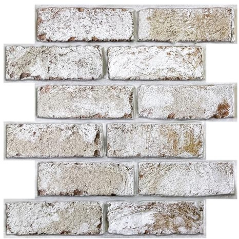 Commomy 10 Stück 3D Wandpaneele Selbstklebend Wandverkleidung Steinoptik, 30 x 30 cm, Wasserdicht PVC 3D Tapete Steinoptik Brick Wall Panels für Wohnzimmer Schlafzimmer Innendekoration
