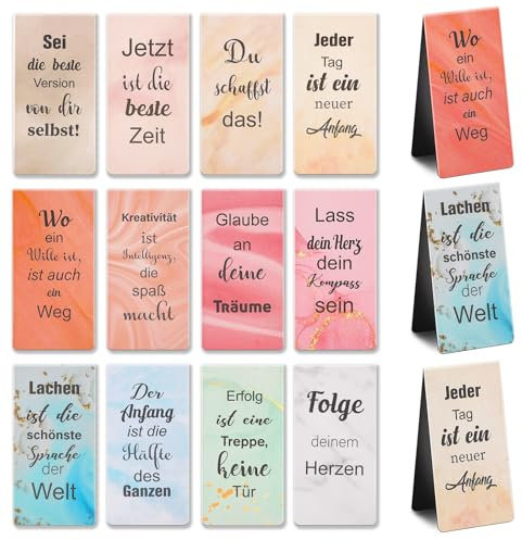 24 Stück Lesezeichen Magnetisch, Adventskalender Füllung Magnetische Lesezeichen Magnetlesezeichen mit Inspirierenden Zitaten, Weihnachten Motivationsgeschenke für Schüler Lehrer Buchliebhaber