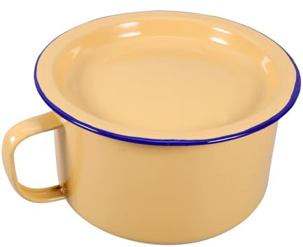 CRILSTYLEO Emaille-schüssel Mit Deckel Für Instant-nudeln Retro-design Suppenschüssel Wiederverwendbar Für Küche Und Bürogebrauch Für Einfache Handhabung