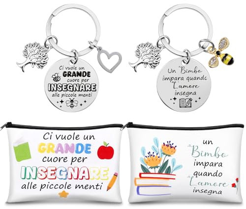 Jadive Geschenke zur Anerkennung für Lehrer Enthält 2 Kosmetiktaschen und 2 Schlüsselanhänger Geschenk-Ideen für Lehrer zum Jahresende für Den Schulanfang, Die Abschlusssaison und Den Lehrertag