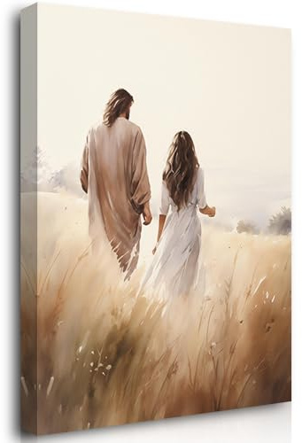 Reateforin Jesus Christus Leinwand Wandkunst Gerahmtes Bild mit Jesus und einer Frau Bibelkunst Christliche Wandkunst Dekoration Gottes Aquarellkunst LDS Kunst Jesus Bilder Christus Poster für die