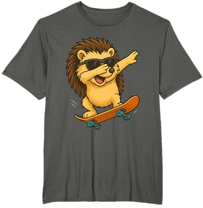 Igel mit Skateboard | Dabbender Igel mit Skateboard T-Shirt